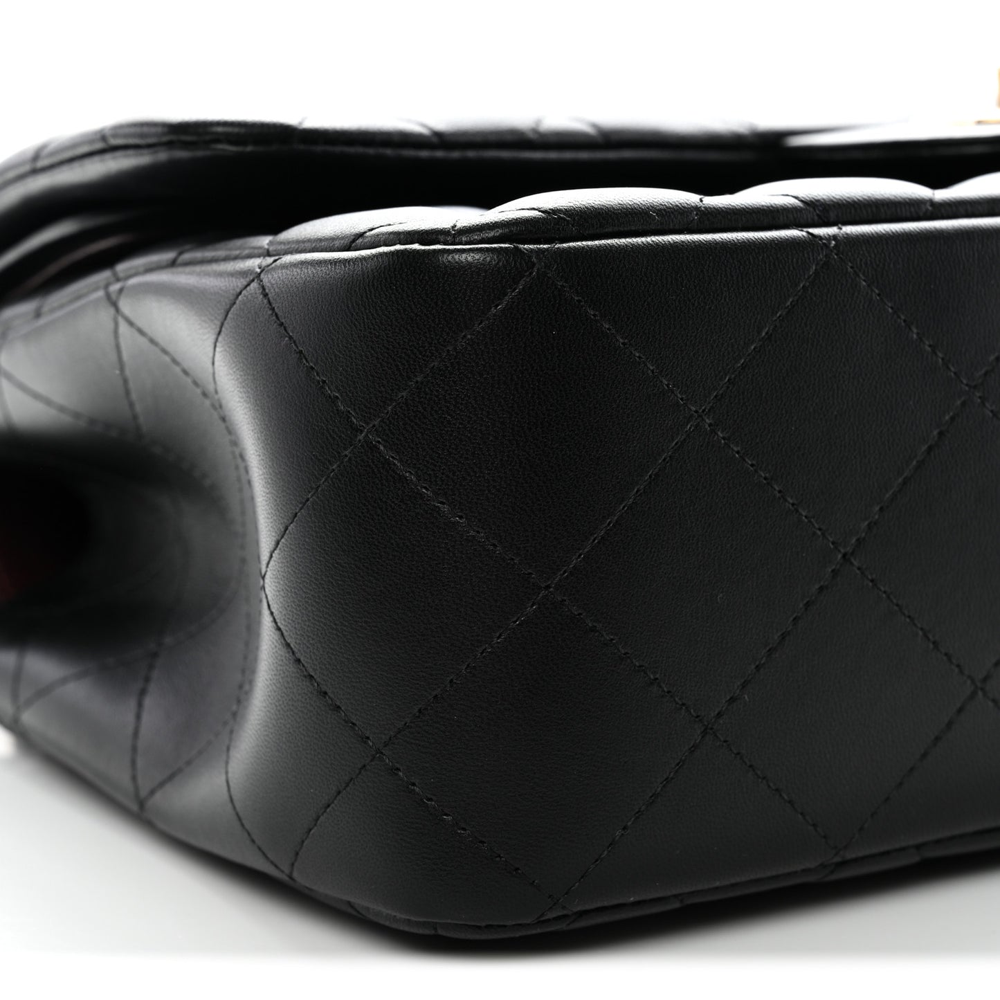 Lambskin Quilted Jumbo Double Flap Black
