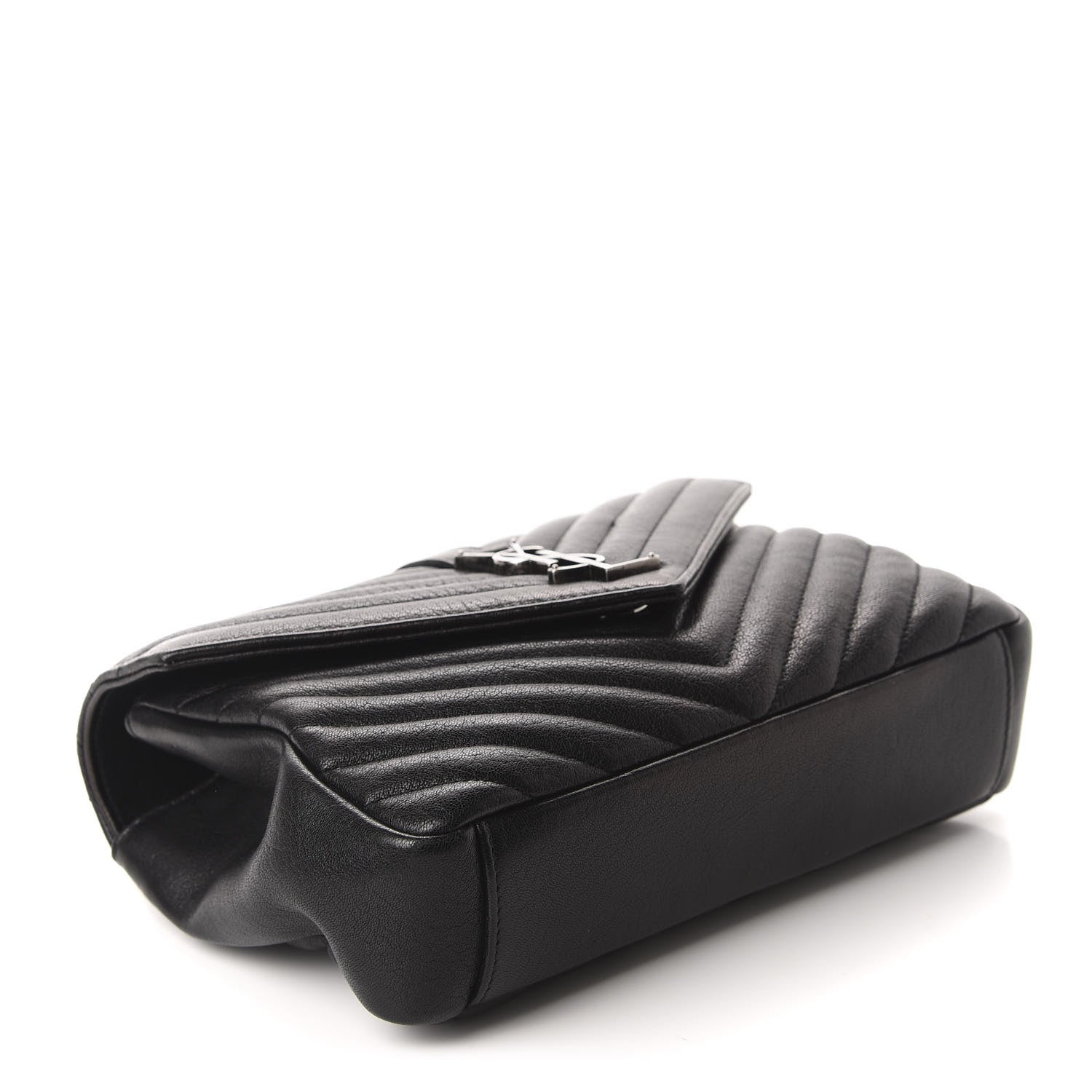 Saint Laurent Sheepskin Matelasse Chevron Monogram Medium College Bag Black 4 of 13