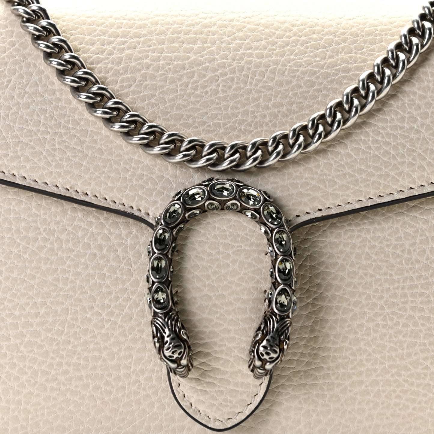 Dollar Calfskin Mini Dionysus Chain Wallet Mystic White