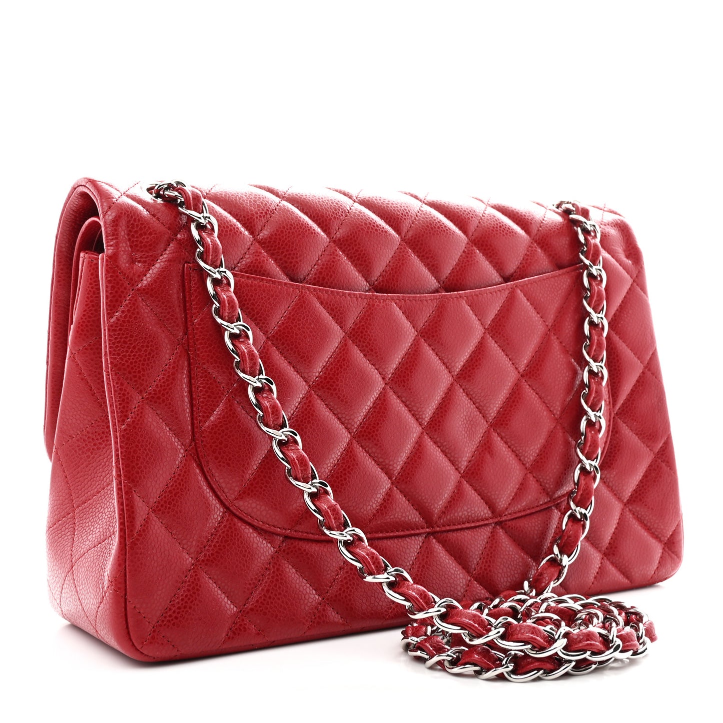 Caviar Quilted Jumbo Double Flap Red