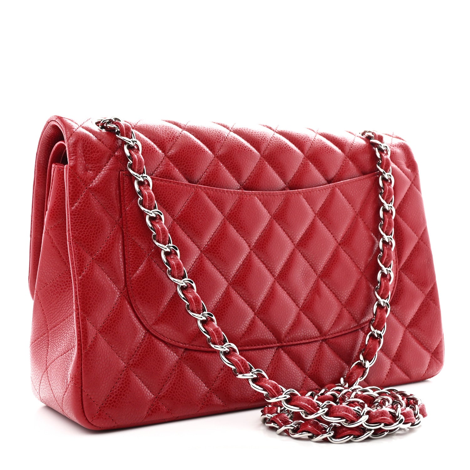 Chanel Caviar Quilted Jumbo Double Flap Red 3 of 10