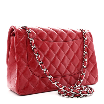 Chanel Caviar Quilted Jumbo Double Flap Red 3 of 10
