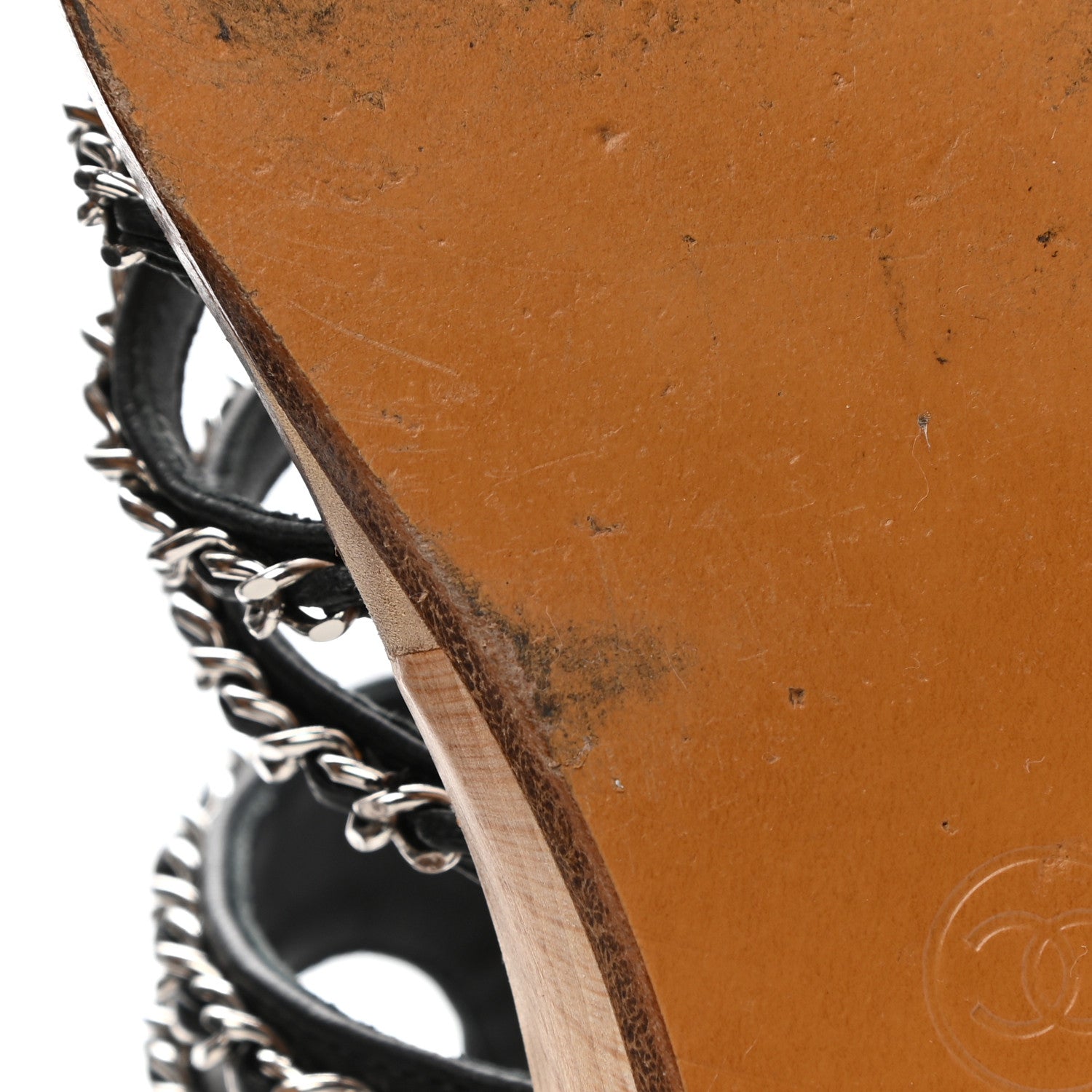 Chanel Lambskin Chain Wedge Sandals 38 Black 11 of 17