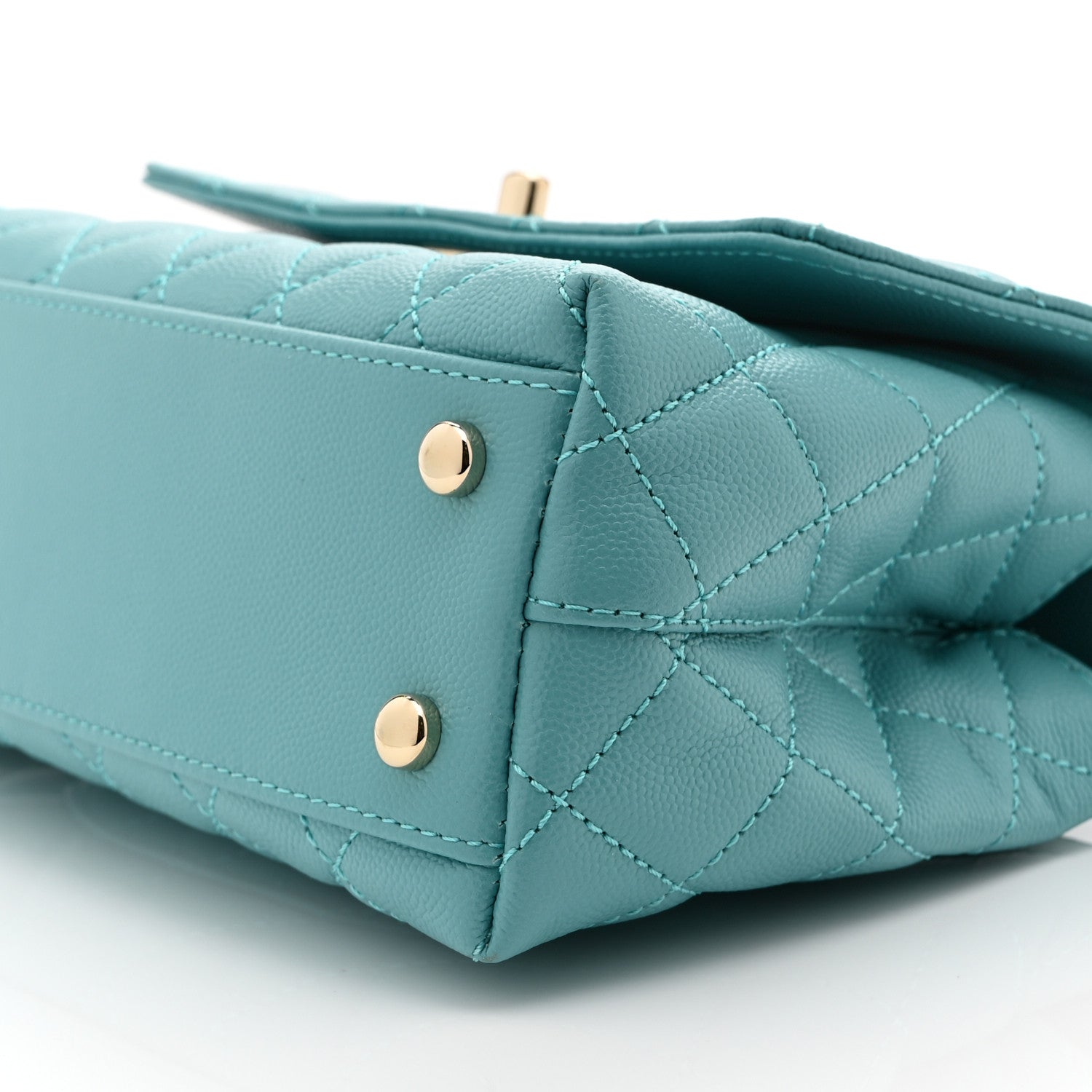 Chanel Caviar Quilted Mini Coco Handle Flap Turquoise 10 of 10