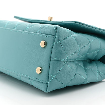 Chanel Caviar Quilted Mini Coco Handle Flap Turquoise 10 of 10