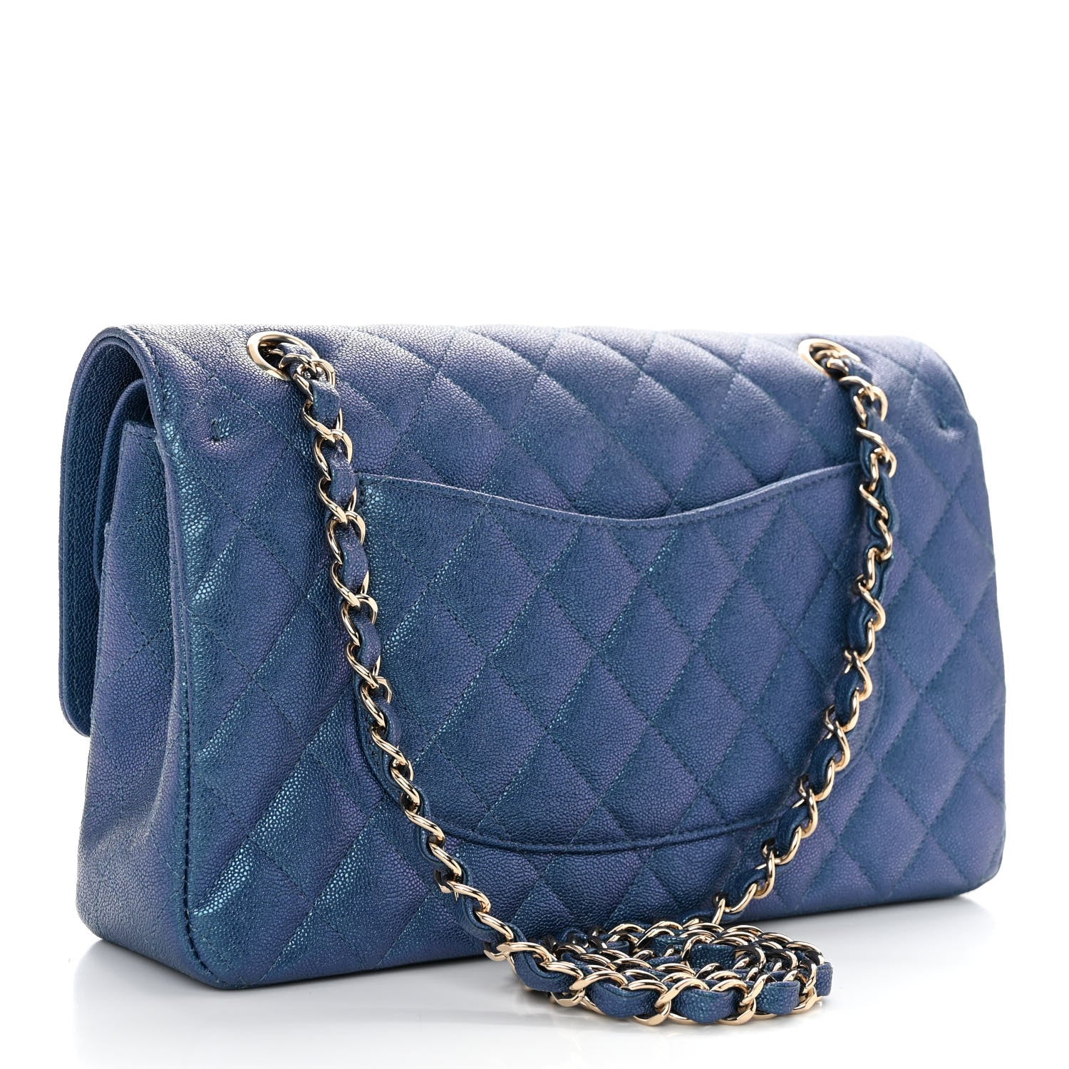 Chanel Iridescent Caviar Quilted Medium Double Flap Dark Blue 2 of 9