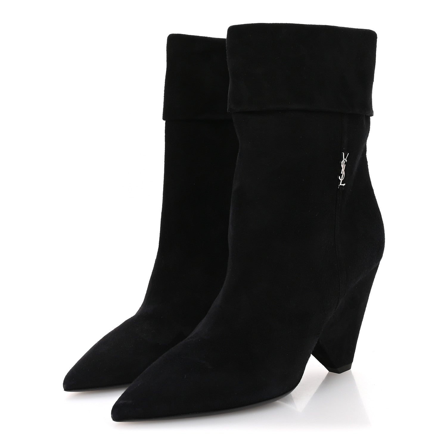 Saint Laurent Kid Scamosciato Niki 85 Wedge Booties 38.5 Black 4 of 8