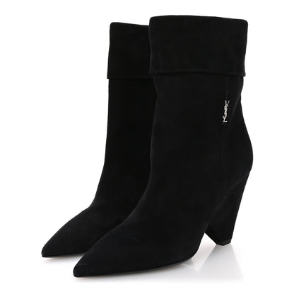 Saint Laurent Kid Scamosciato Niki 85 Wedge Booties 38.5 Black 4 of 8