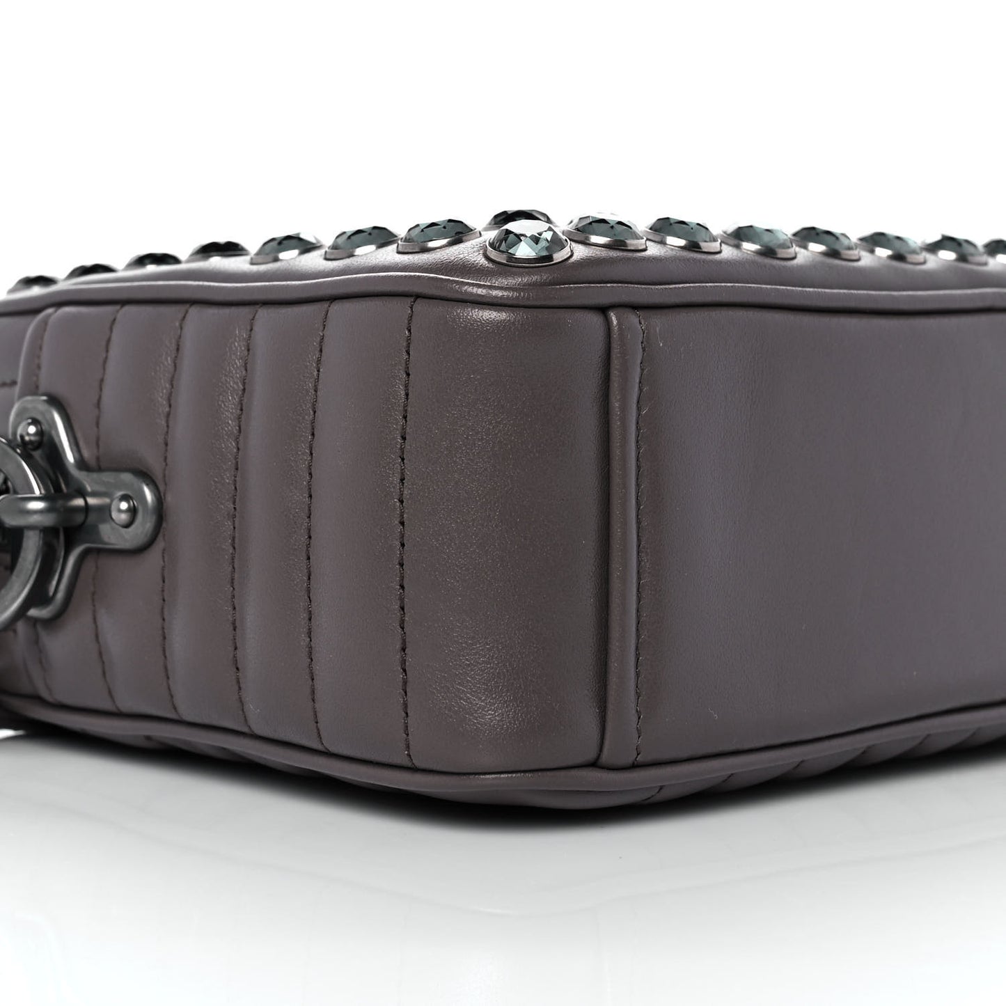 Soft Calfskin Crystal Impunture Camera Bag Bambu