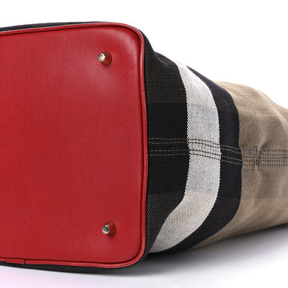 Burberry Canvas Mega Check Medium Ashby Bucket Bag Red 9 of 9