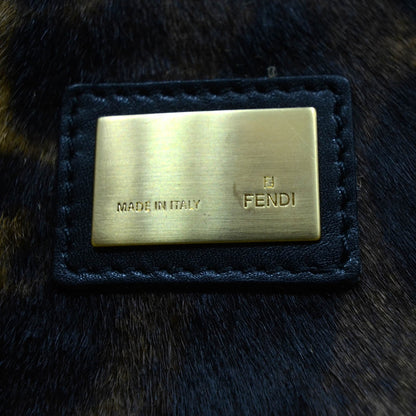 Fendi Calfskin Calf Hair Leopard Print Large Peekaboo Iconic Satchel Black 9 of 13