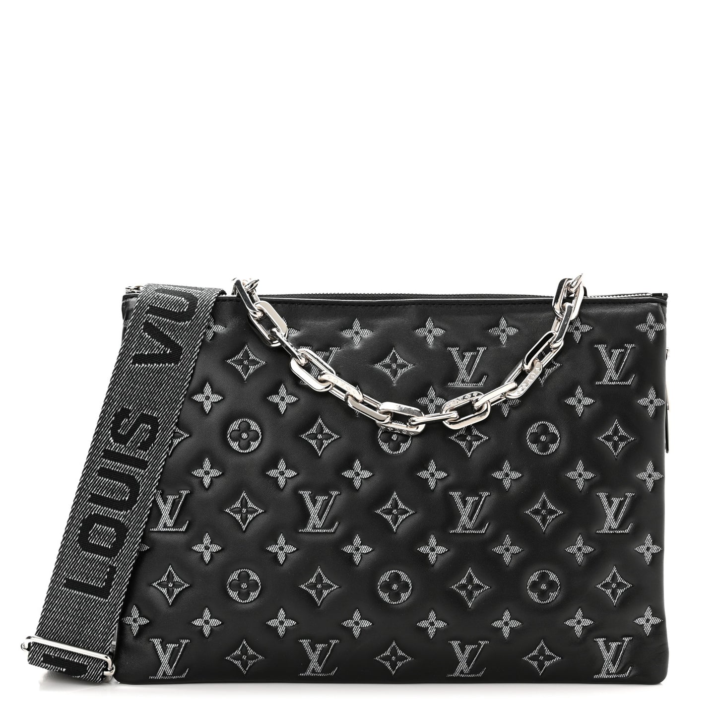 Lambskin Embossed Monogram Coussin MM Black Gray