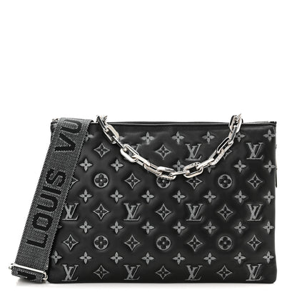 Louis Vuitton Lambskin Embossed Monogram Coussin MM Black Gray 1 of 11