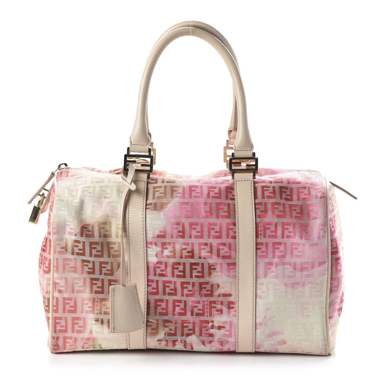 Fendi Patent Zucchino Vitello Floral Forever Boston White Multicolor Crema 1 of 9