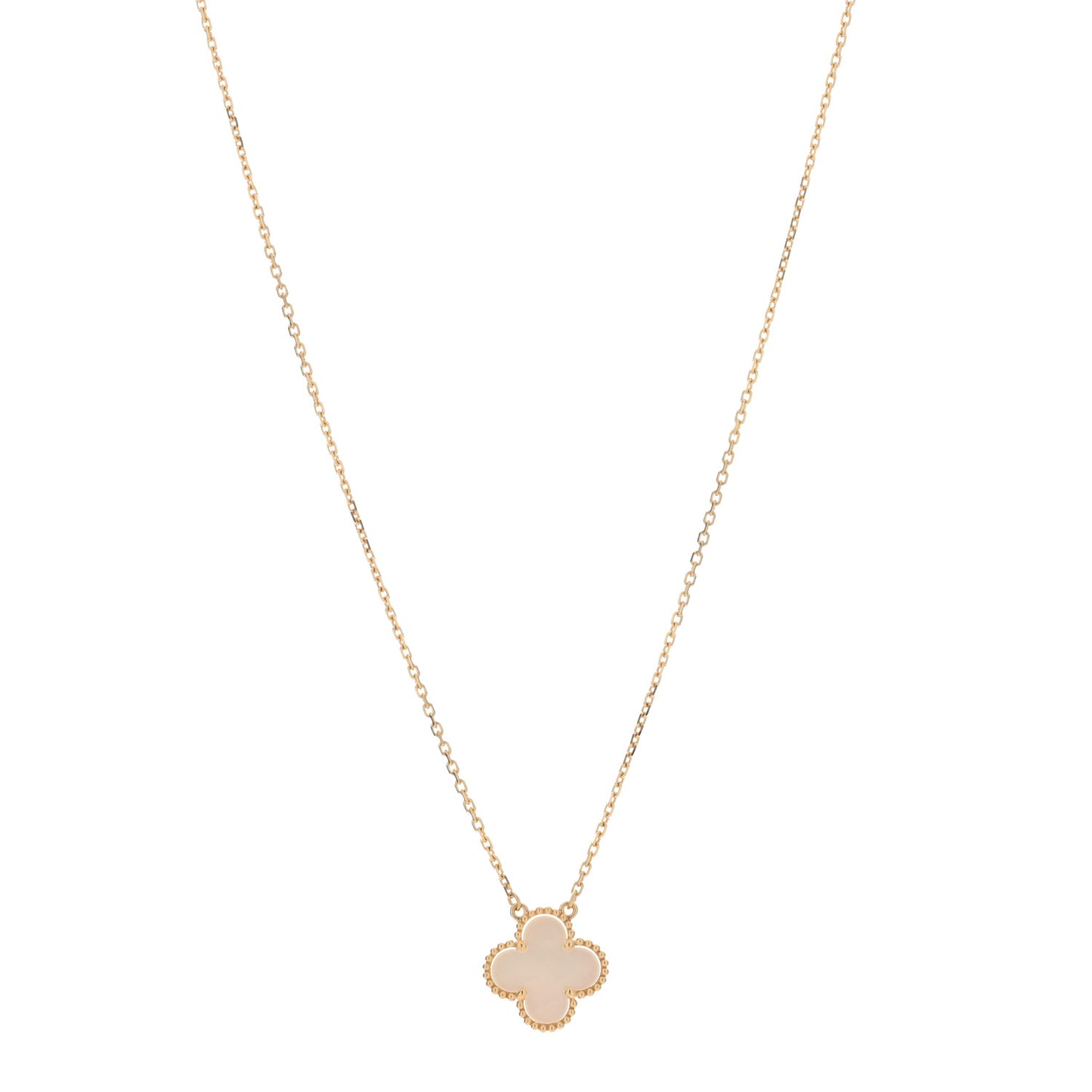 18K Yellow Gold Mother of Pearl Vintage Alhambra Pendant Necklace