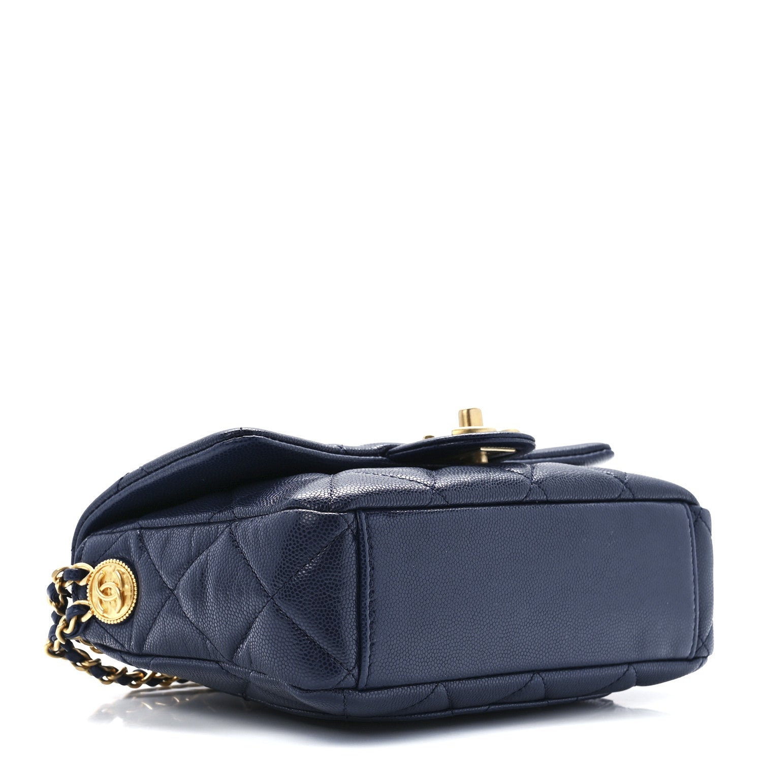 Chanel Caviar Quilted Small Twist Your Buttons Flap Blue 4 of 11