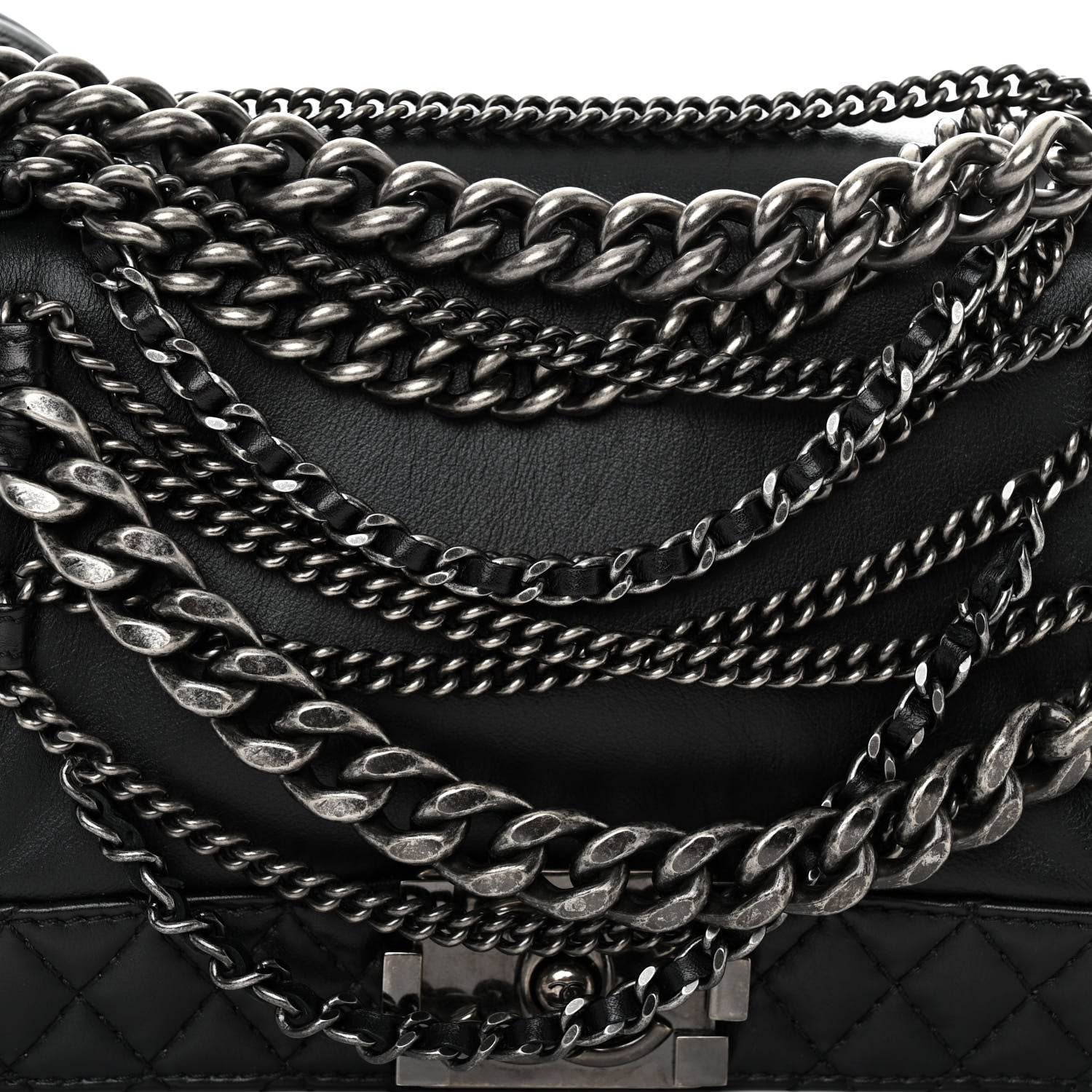 Chanel Calfskin Enchained Medium Boy Flap Black 8 of 10