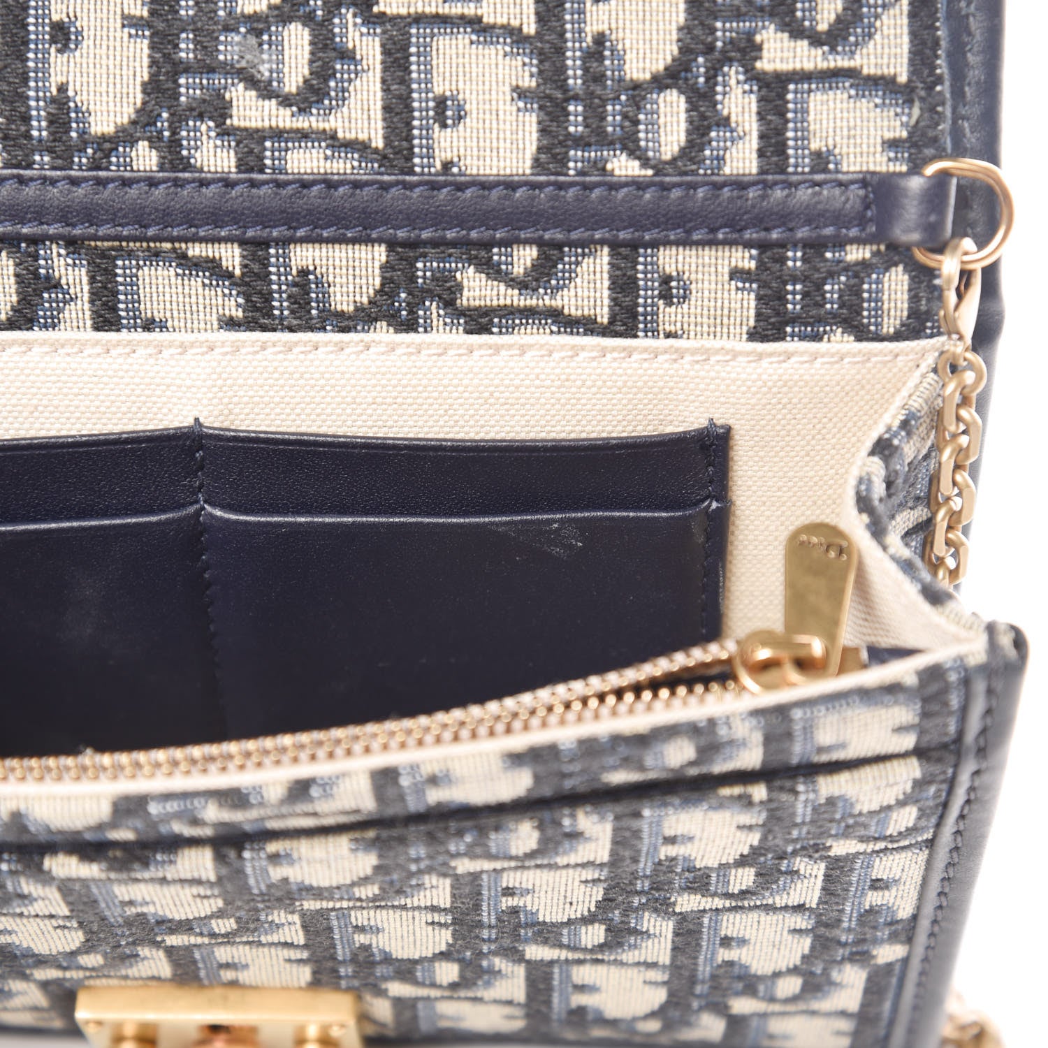 Christian Dior Oblique DiorAddict Wallet On Chain Clutch Navy Blue 8 of 11