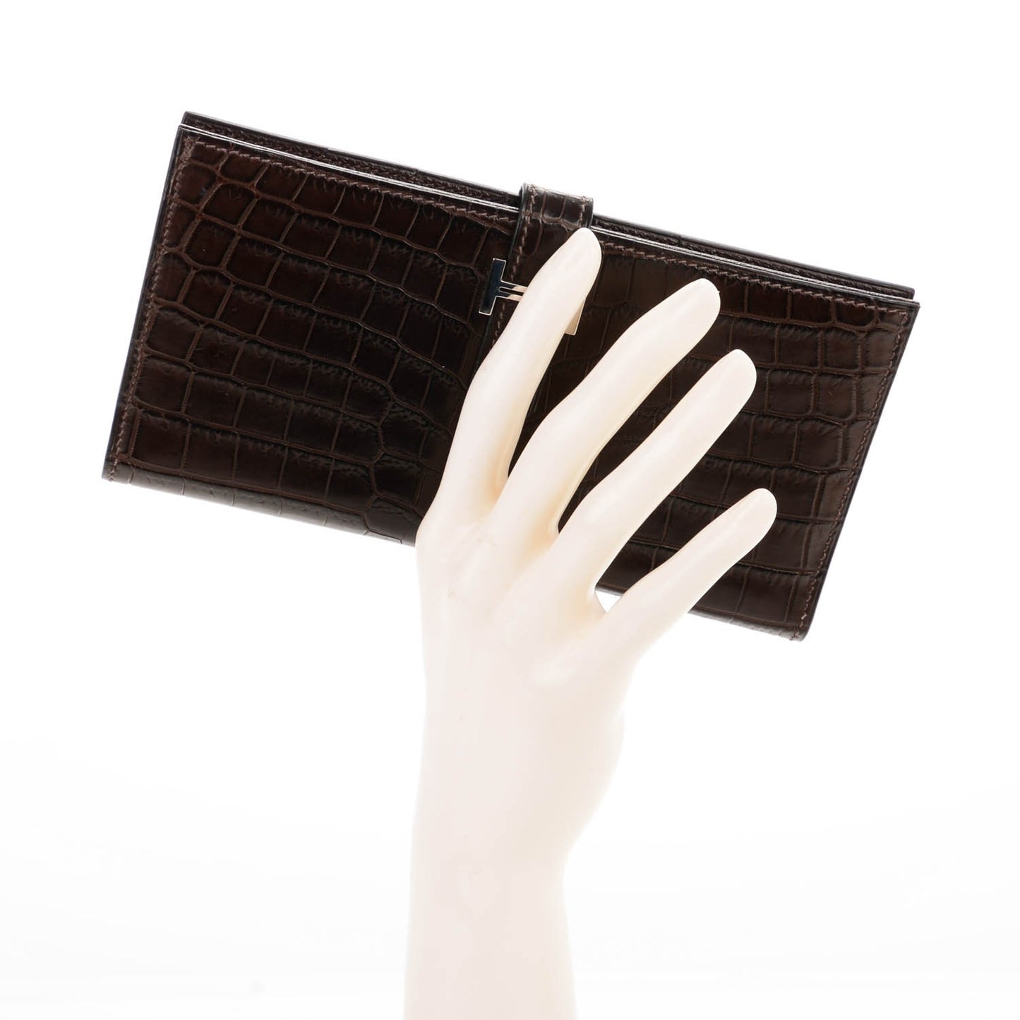 Matte Niloticus Crocodile Bearn Wallet Chocolate