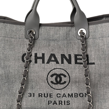 Chanel Woven Straw Raffia Large Deauville Tote Grey 8 of 10