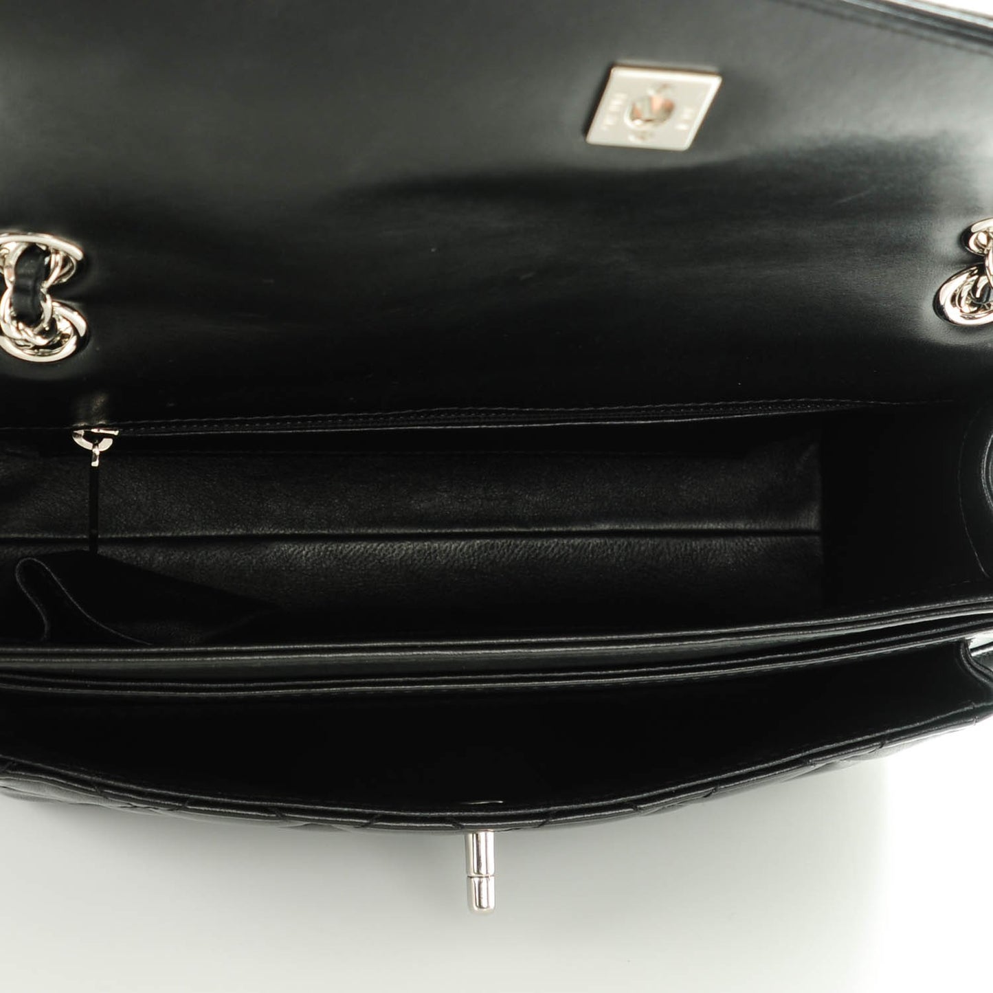 Lambskin Quilted Large Geometric Flap Black