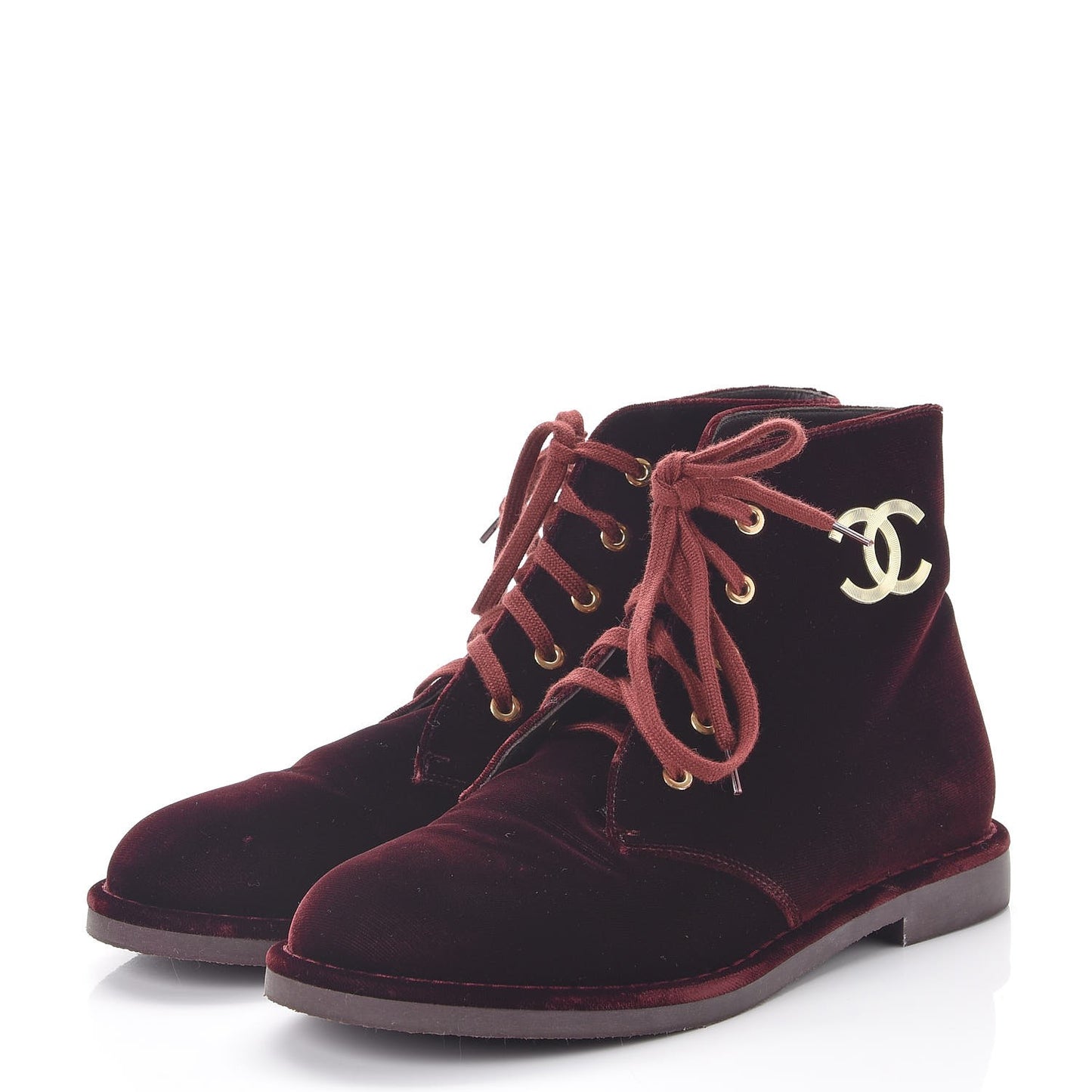 Velvet CC Lace Up Boots 39.5 Burgundy