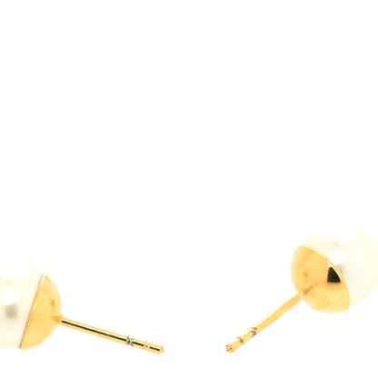 Christian Dior Pearl Crystal Tribal Logo Charms Earrings Gold 2 of 4