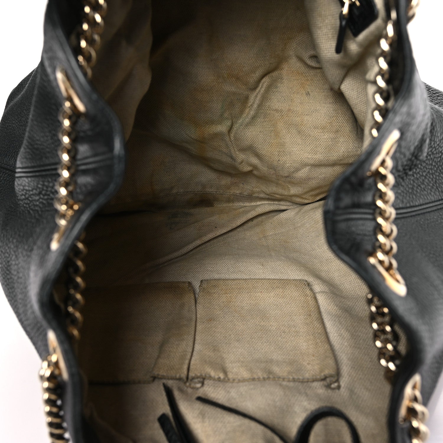 Gucci Pebbled Calfskin Large Soho Chain Shoulder Bag Black 5 of 14
