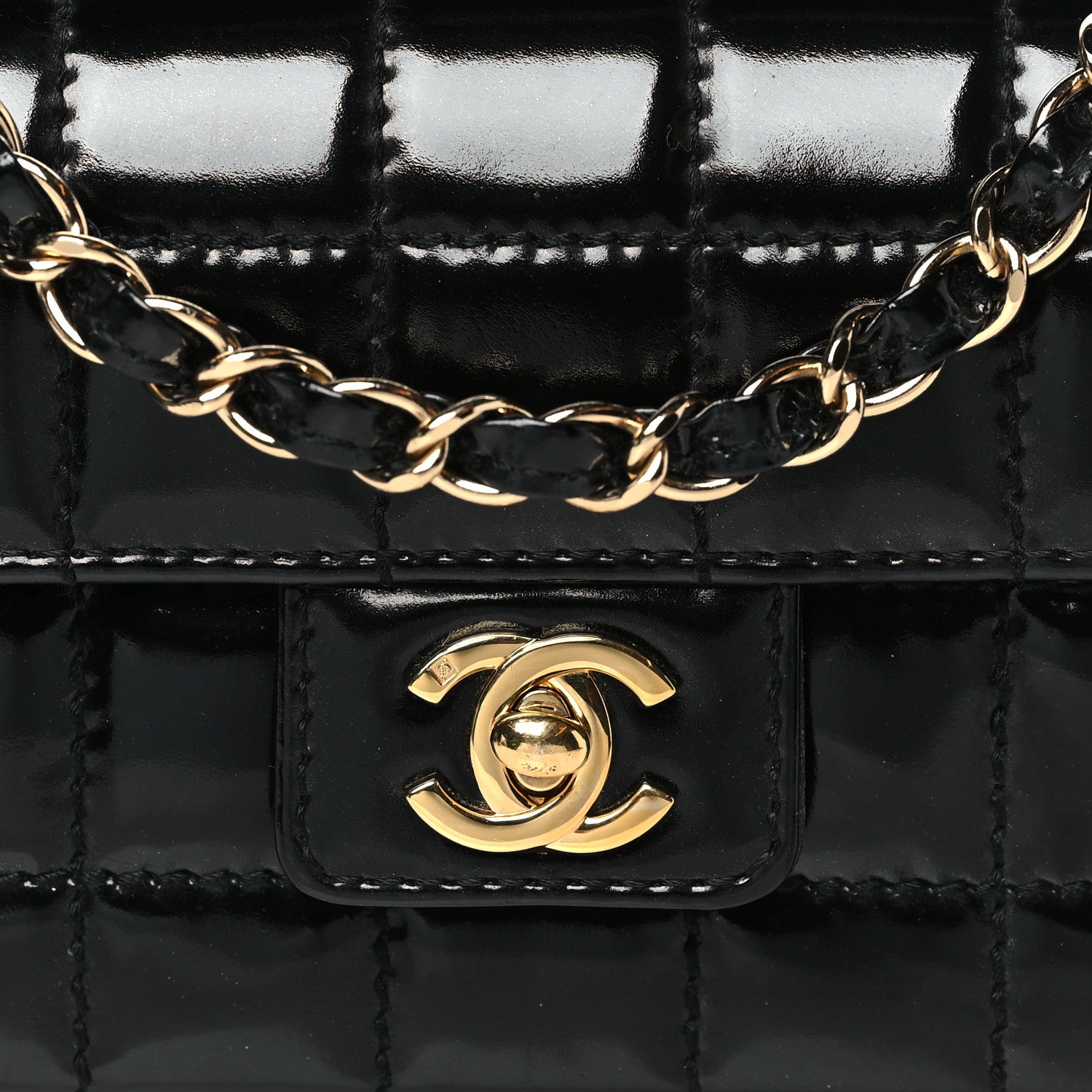 Chanel Patent Quilted Mini Chocolate Bar Flap Black 8 of 11