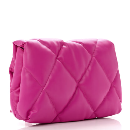 Balenciaga Nappa Calfskin Quilted Touch B Puffy Clutch Fuchsia 4 of 9