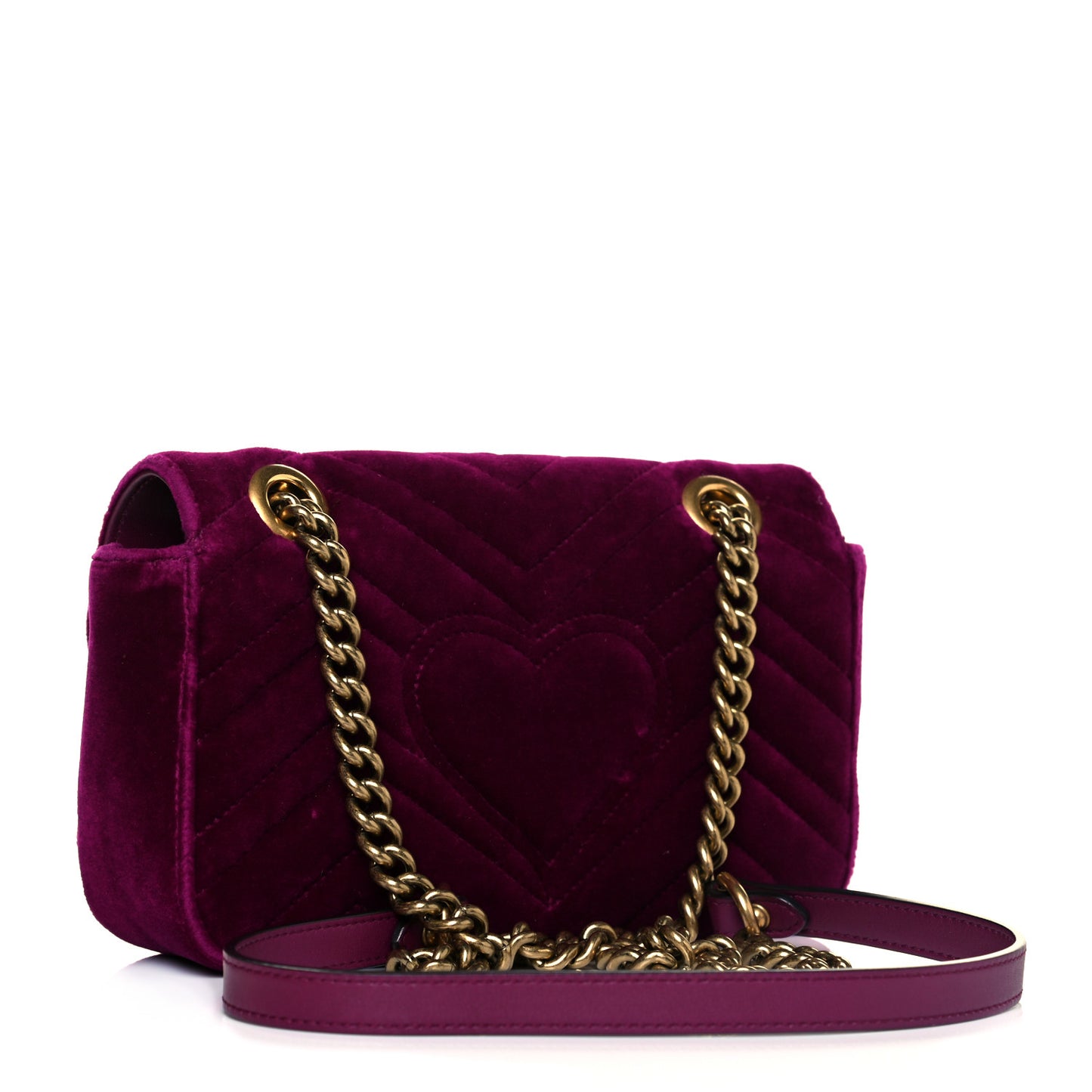 Velvet Matelasse Mini GG Marmont Shoulder Bag Fuchsia Violet Cyclamen