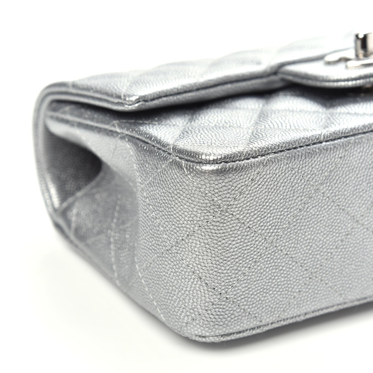 Chanel Metallic Caviar Quilted Mini Top Handle Rectangular Flap Silver 9 of 10