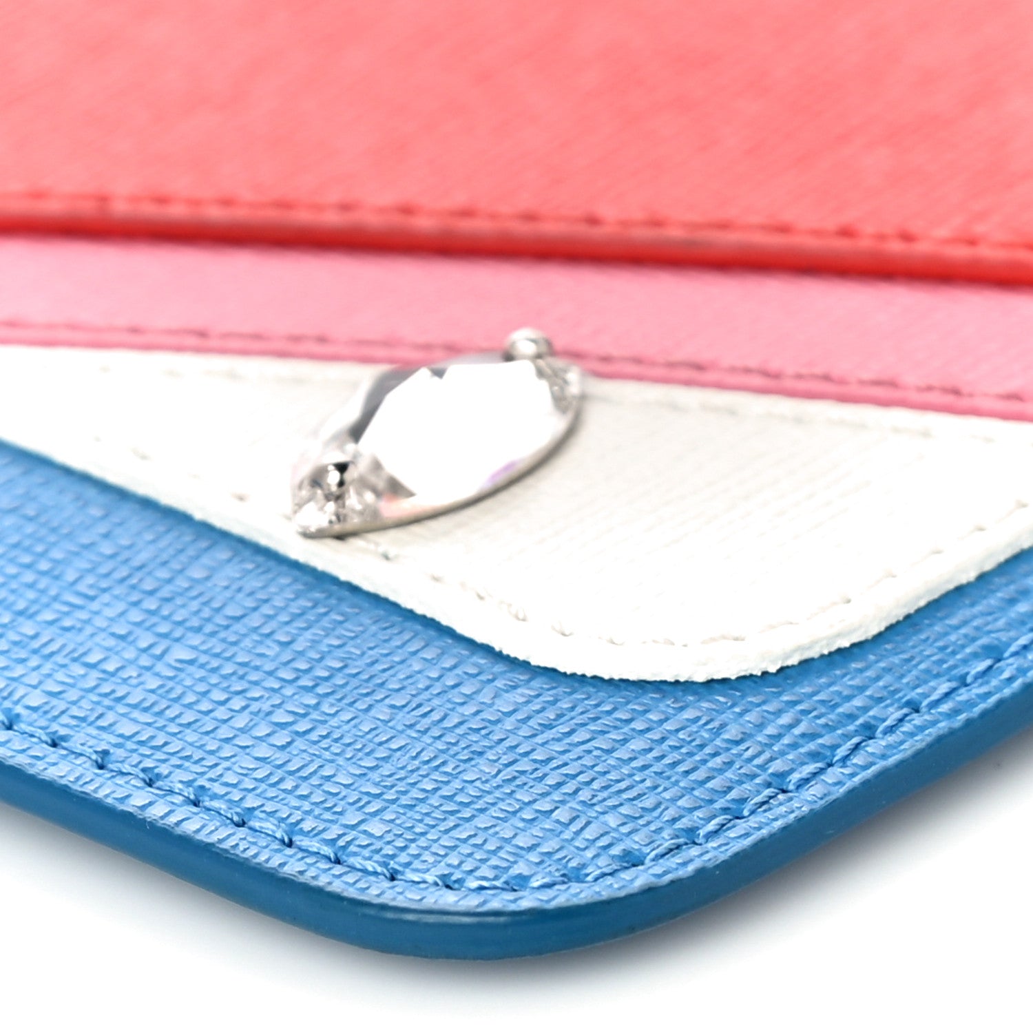 Fendi Vitello Elite Crystal Eye Monster Coin Pouch Key Case Royal Blue Papavero Multicolor 10 of 10