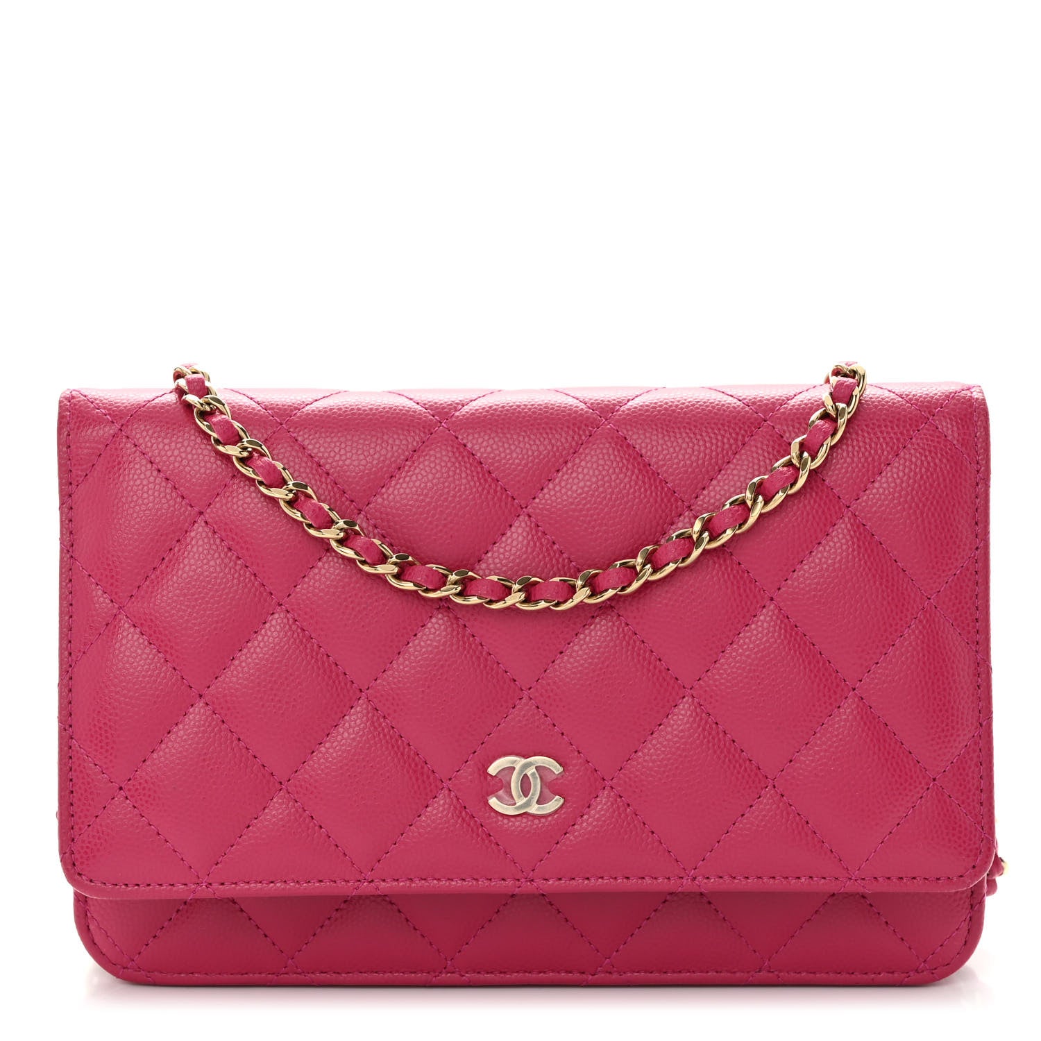 Chanel Caviar Quilted Wallet on Chain WOC Fuchsia 1 of 10