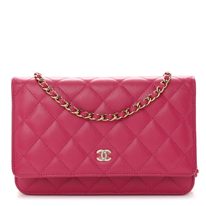 Chanel Caviar Quilted Wallet on Chain WOC Fuchsia 1 of 10