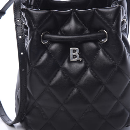 Balenciaga Nappa Calfskin Quilted Touch B Bucket Bag Black 7 of 9
