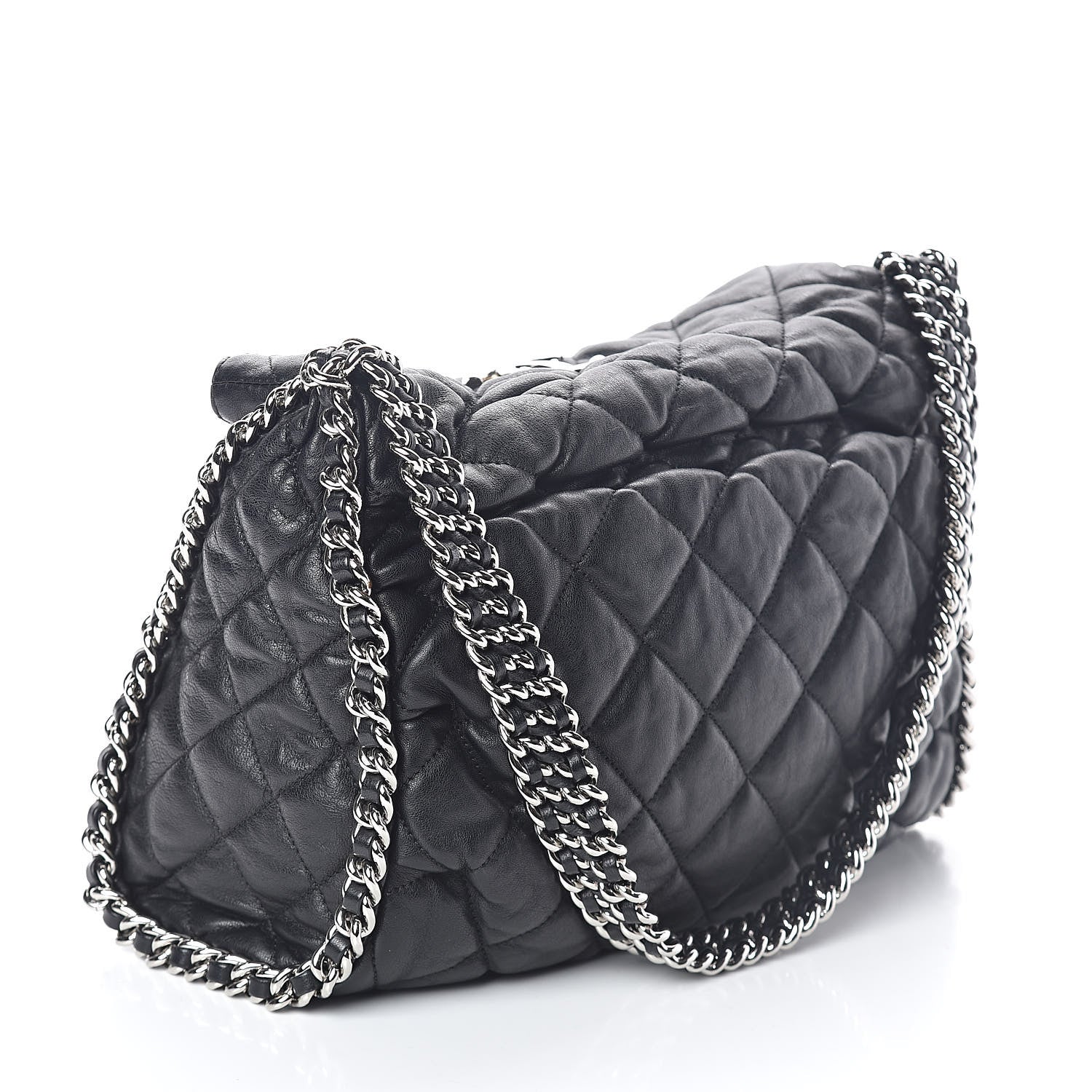 Chanel Washed Lambskin Chain Around Hobo Black 3 of 10
