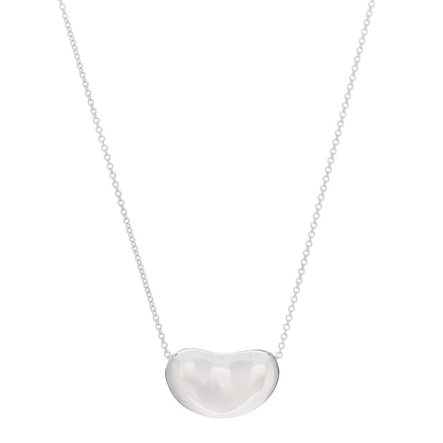 Tiffany Sterling Silver 12mm Elsa Peretti Bean Pendant Necklace 1 of 6