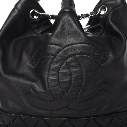 Chanel Calfskin Drawstring CC Bucket Bag Black 10 of 11