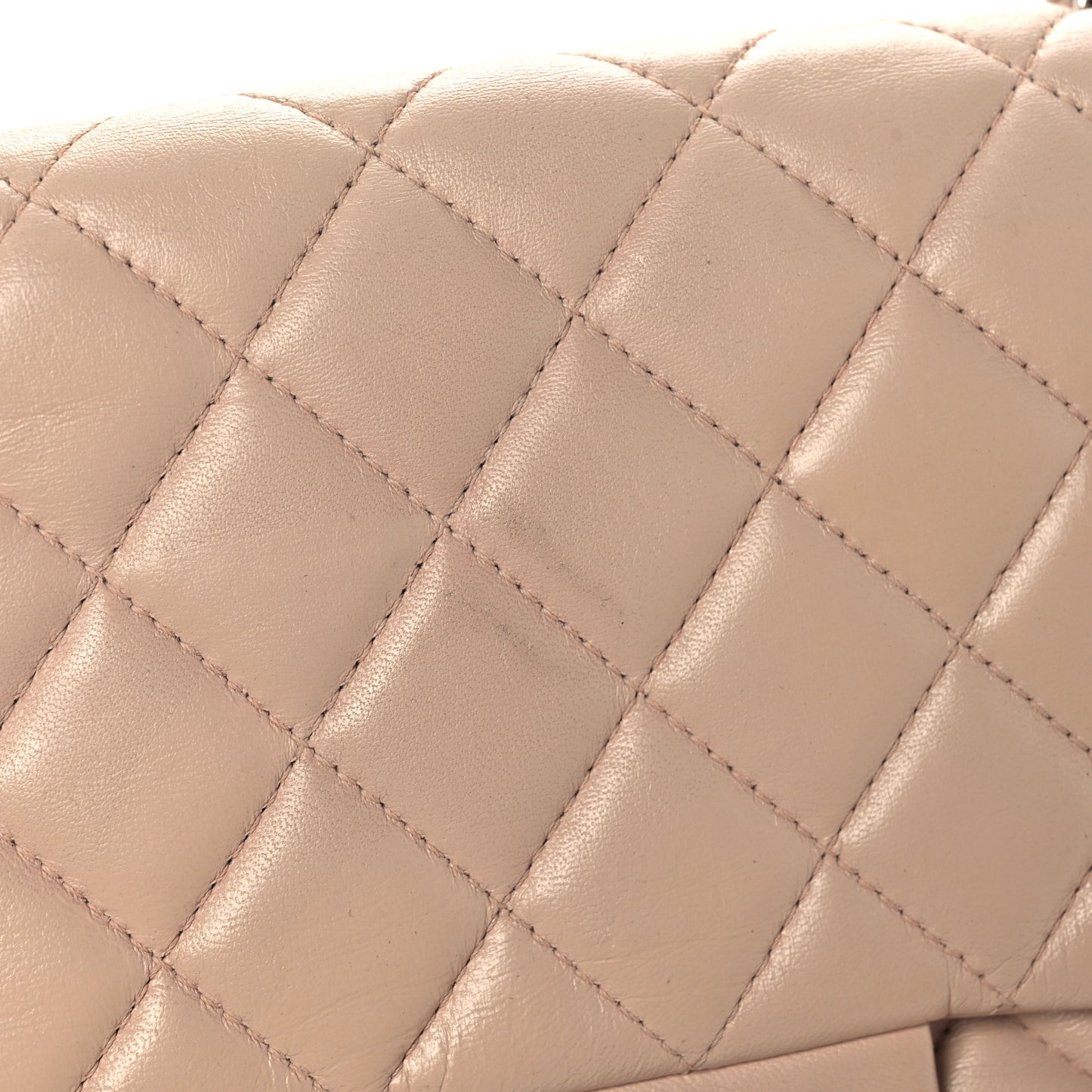 Lambskin Quilted 3 Jumbo Flap Light Pink