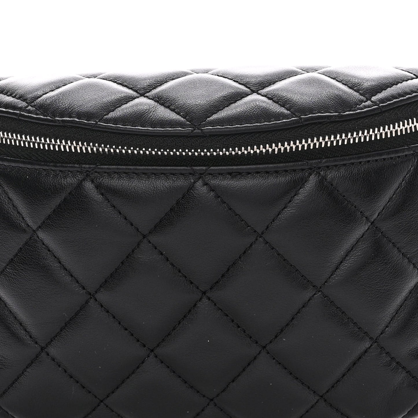 Calfskin Quilted Waist Belt Bag Black