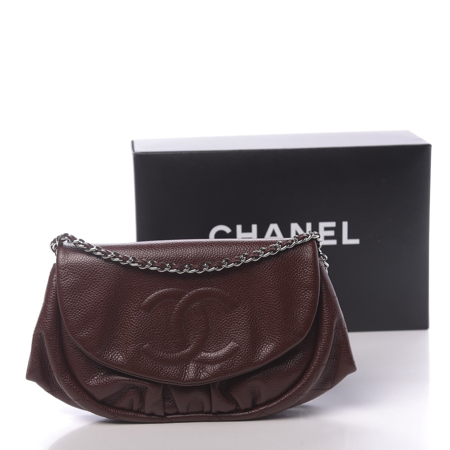 Chanel Caviar Half Moon Wallet On Chain WOC Bordeaux 12 of 12