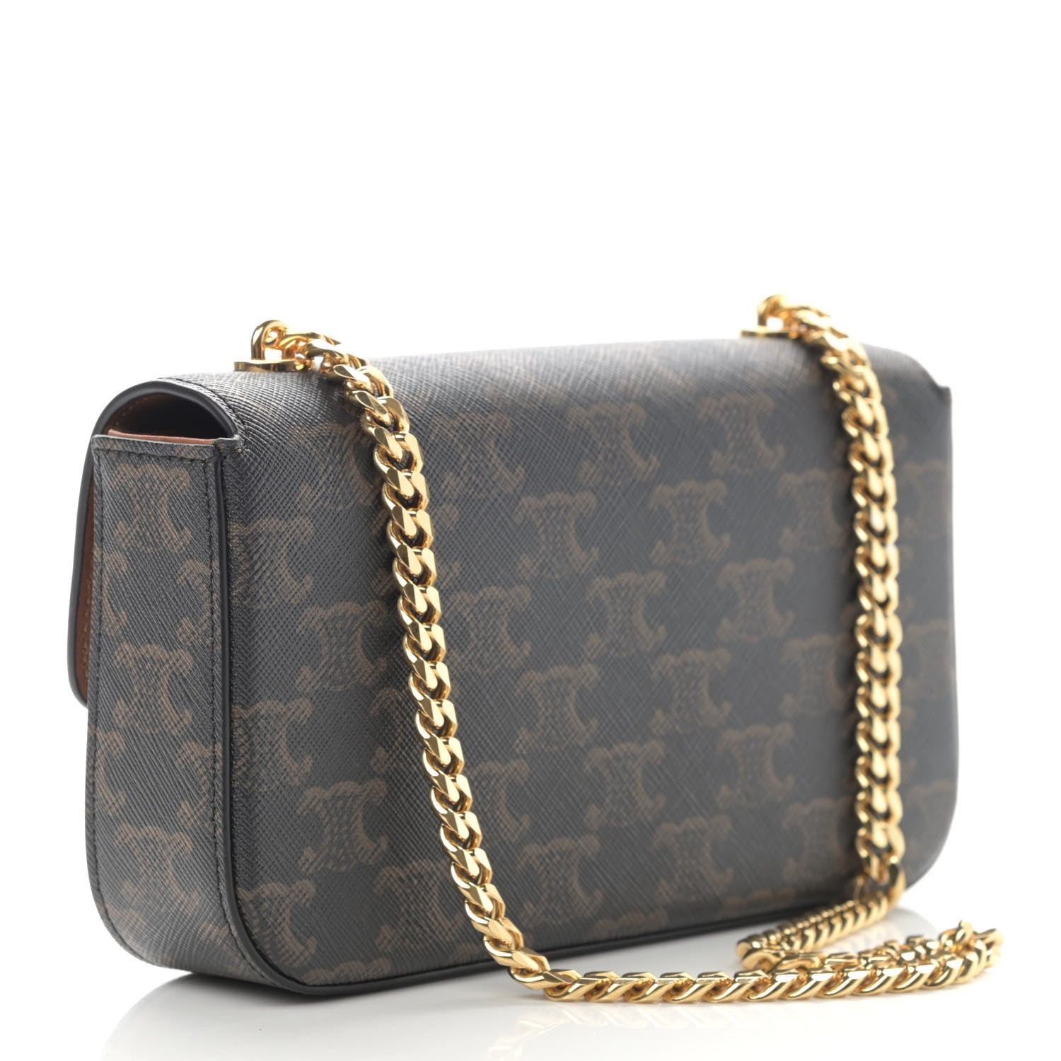 Celine Triomphe Canvas Chain Shoulder Bag Tan 3 of 13