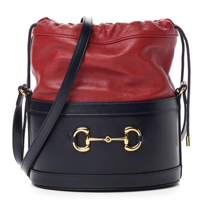 Gucci Azalea Sakai Be Green Calfskin Horsebit 1955 Drawstring Bucket Bag Blue New Cherry Red 1 of 10