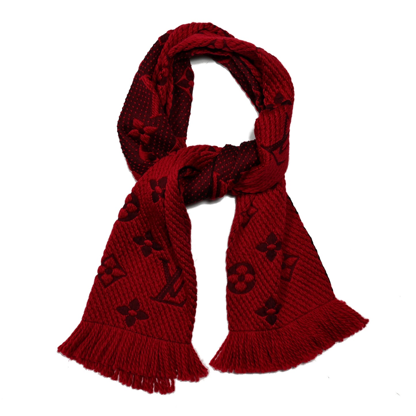Wool Silk Logomania Scarf Rubis