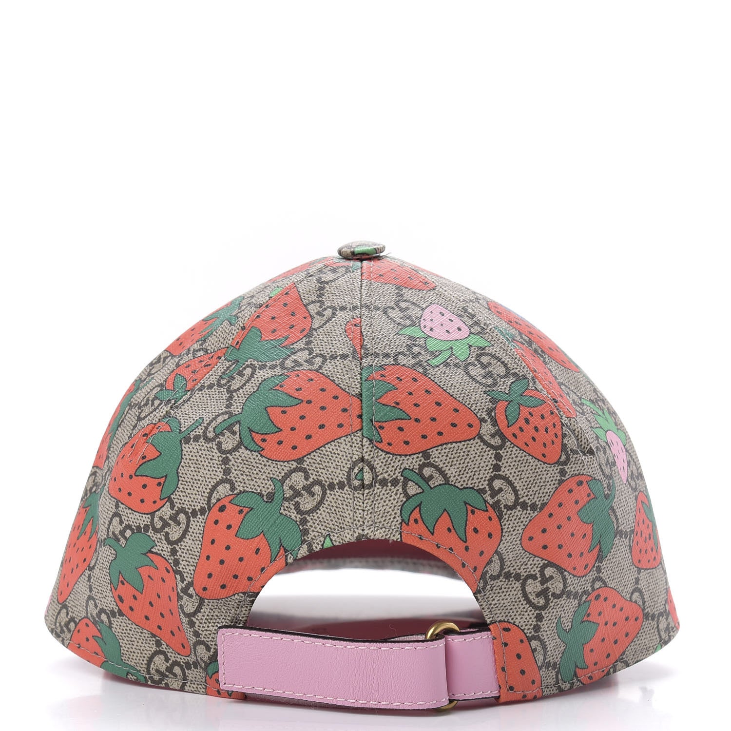 Gucci GG Supreme Monogram Strawberry Baseball Hat 56 Beige 5 of 8