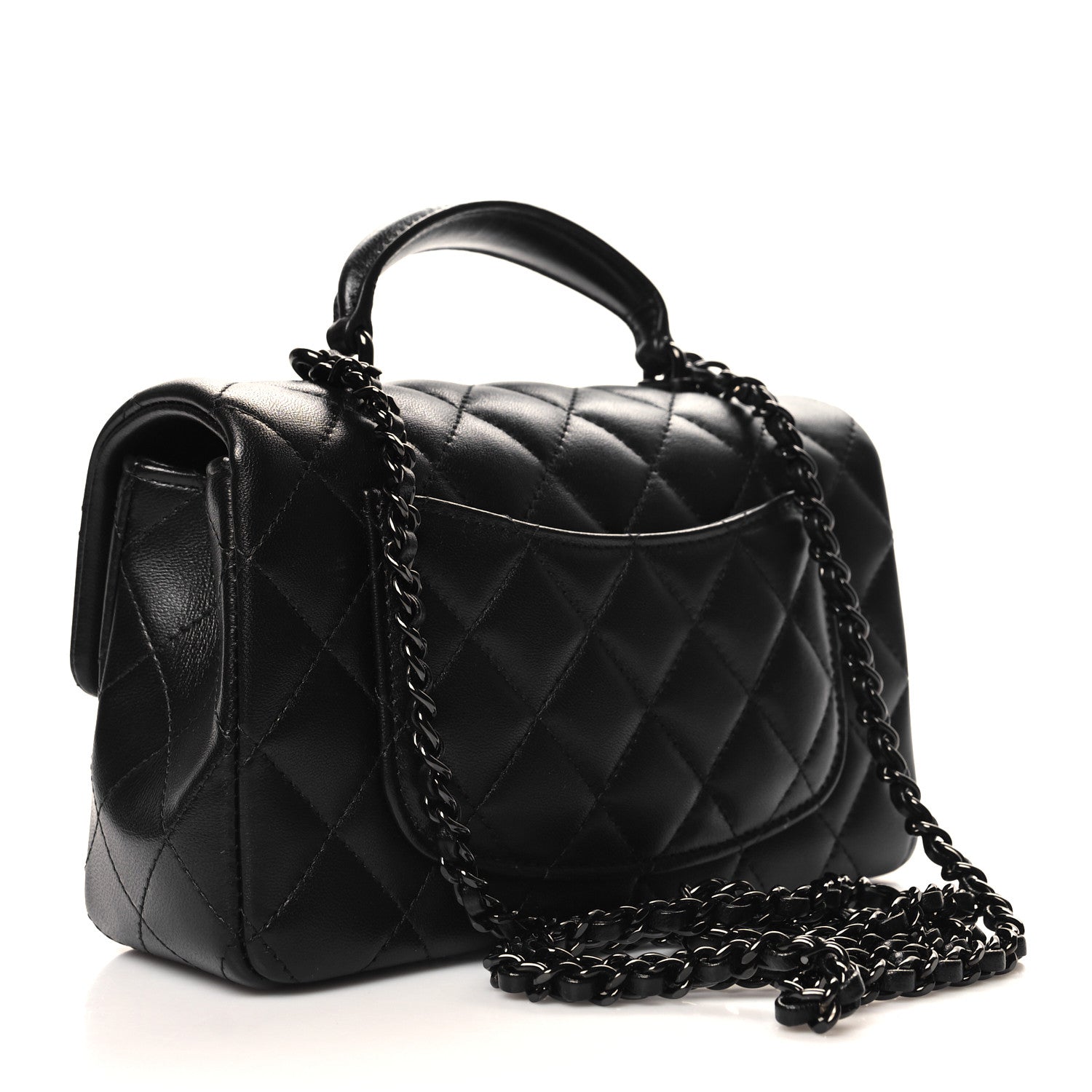 Chanel Lambskin Quilted Mini Top Handle Rectangular Flap So Black 3 of 11