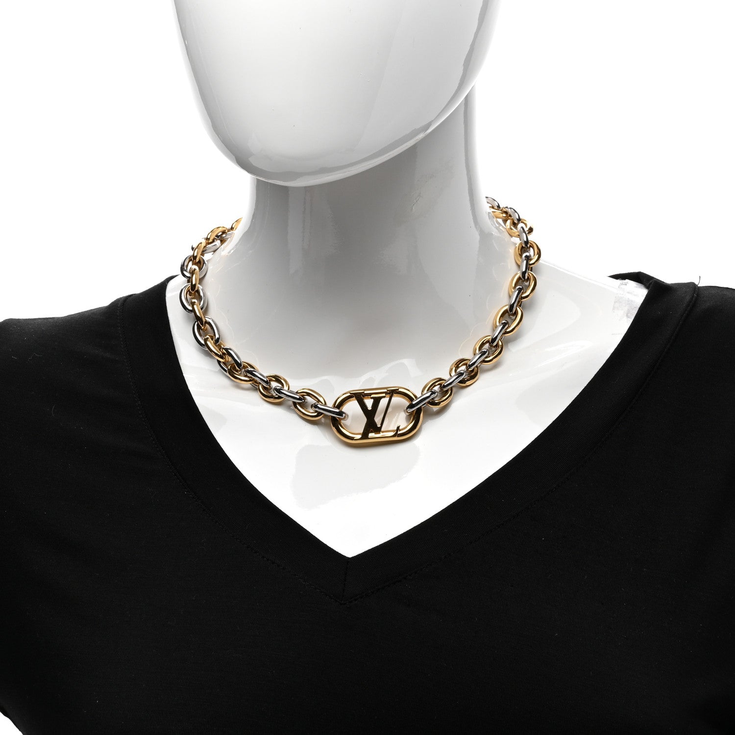 Louis Vuitton Metal Everyday LV Chain Necklace Gold Silver 2 of 4