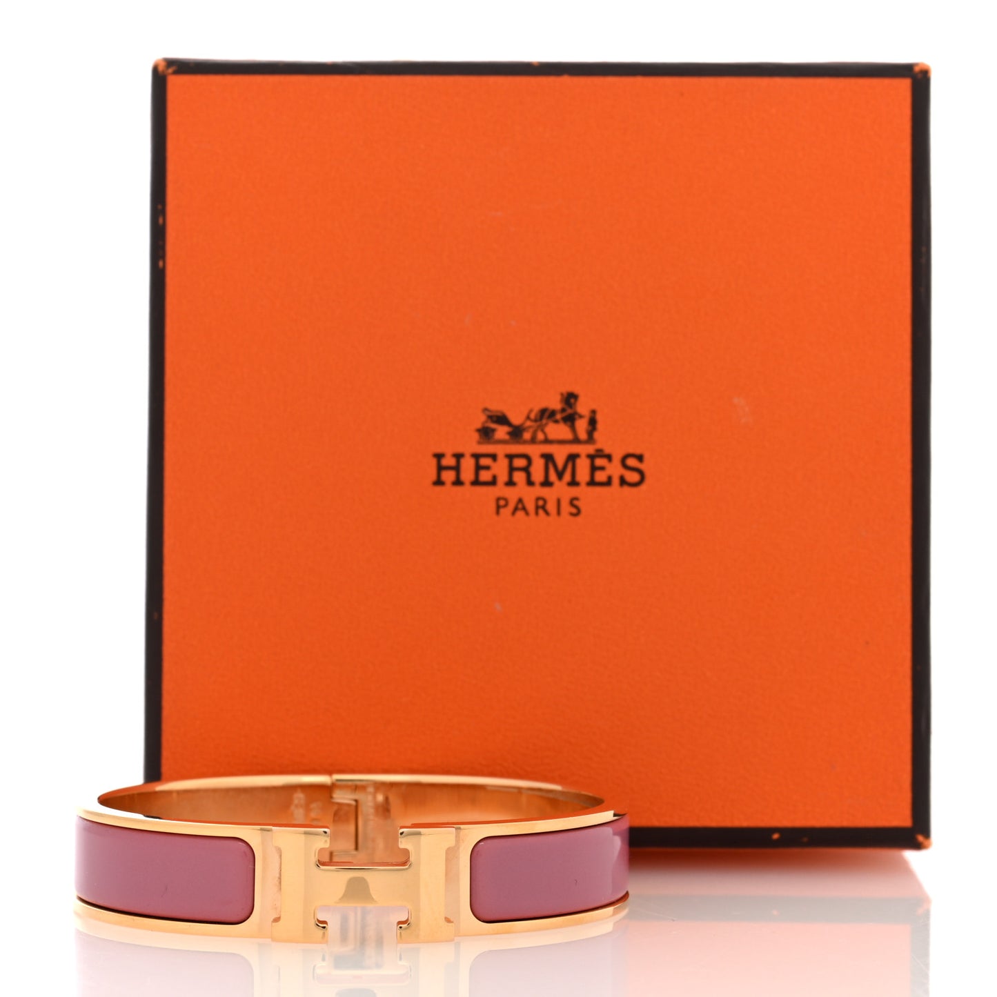 Enamel Narrow Clic Clac H Bracelet PM Rose Velours