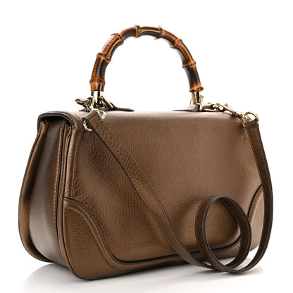Gucci Metallic Calfskin Large New Bamboo Top Handle Bag Bronze 2 of 10